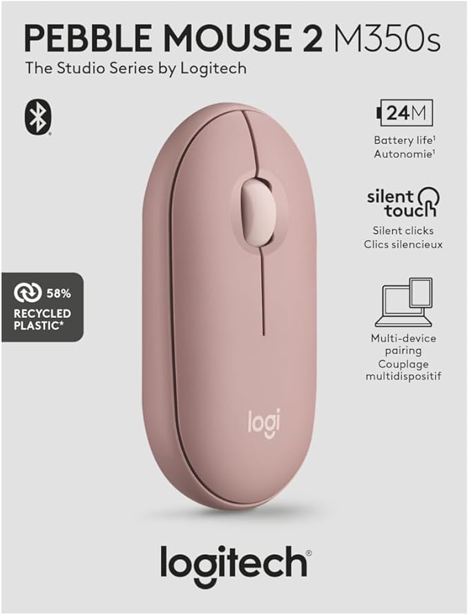 Logitech Pebble Mouse 2 M350s Slim Bluetooth Wireless Mouse, Lightweight