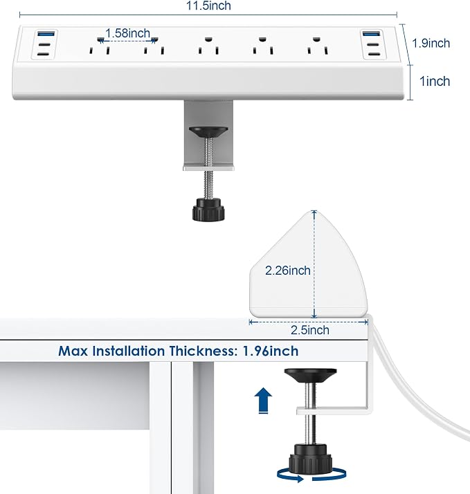 Jgstkcity Desk Clamp Power Strip USB C, 40W Total Fast Charging Station