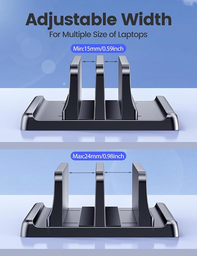 Vaydeer Vertical Laptop Stand for Desk, Dual Slots Plastic Laptop Holder
