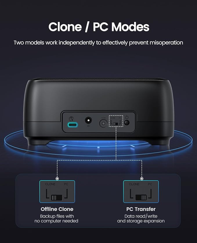 ORICO USB Type C to SATA 2 Bay Hard Drive Docking Station Duplicator/Cloner