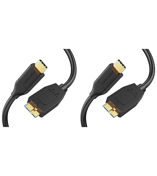 CableCreation 1FT*2 USB C to Micro B Cable, 10Gbps Speed External Hard Drive