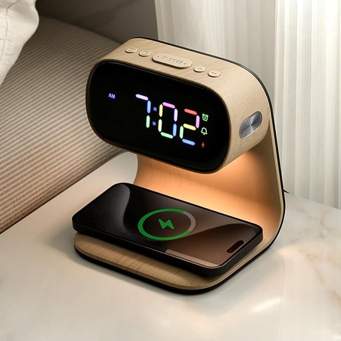 Digital Alarm Clock with Wireless Fast Charging Station 15W Touch Smart Lamp