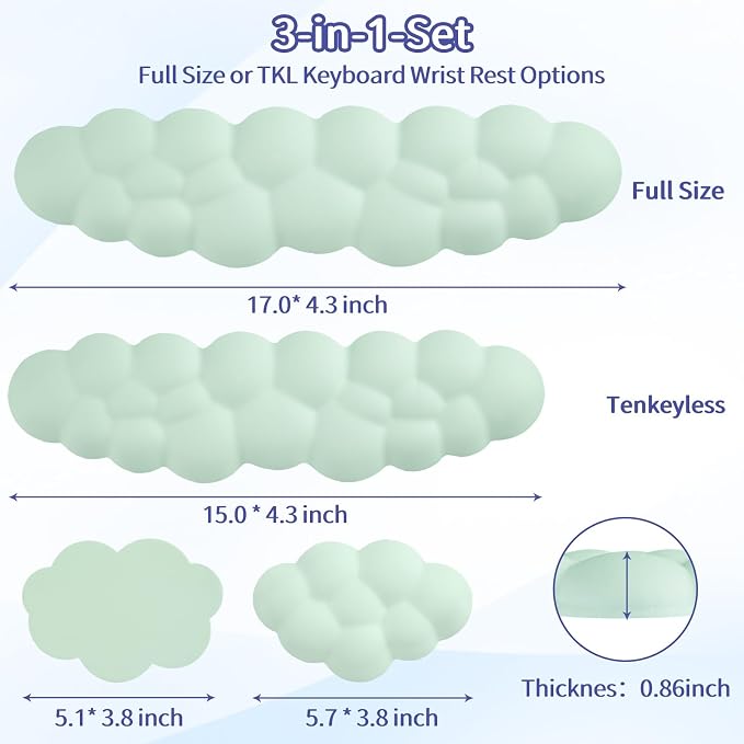Cloud Wrist Rest Keyboard, Cloud Keyboard Wrist Pad Set