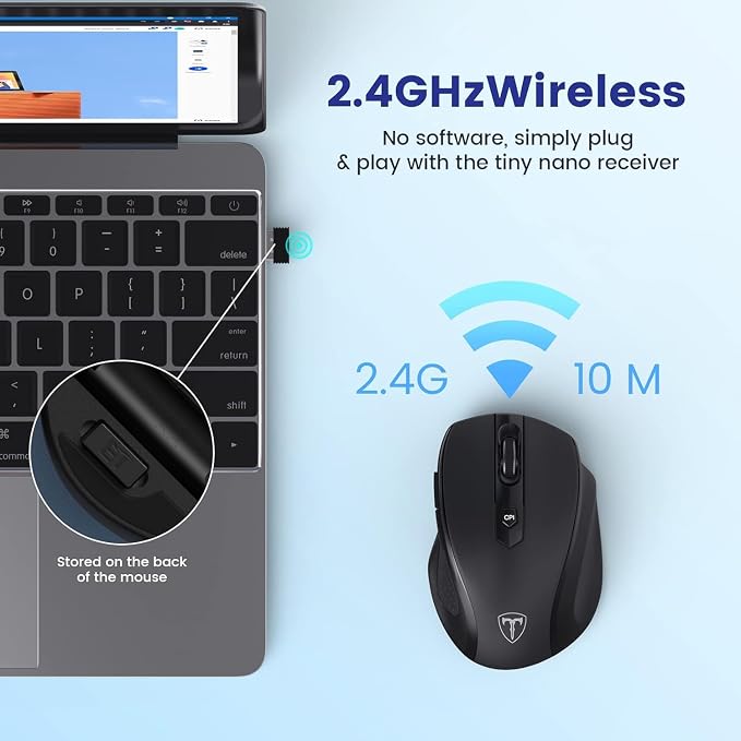 Wireless Mouse, D-09 Computer Mouse USB Cordless Mice