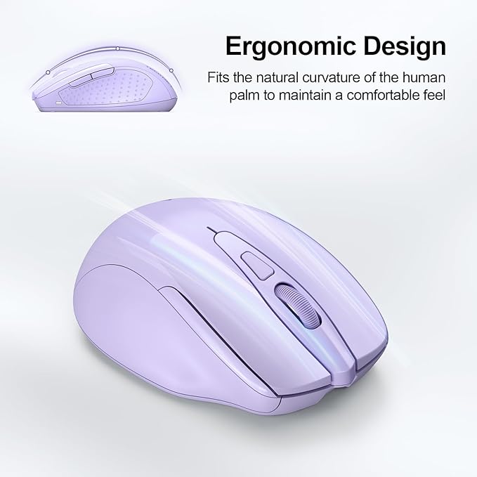 TECKNET Wireless Mouse Rechargeable 4800 DPI Silent USB A & Bluetooth Mouse 6