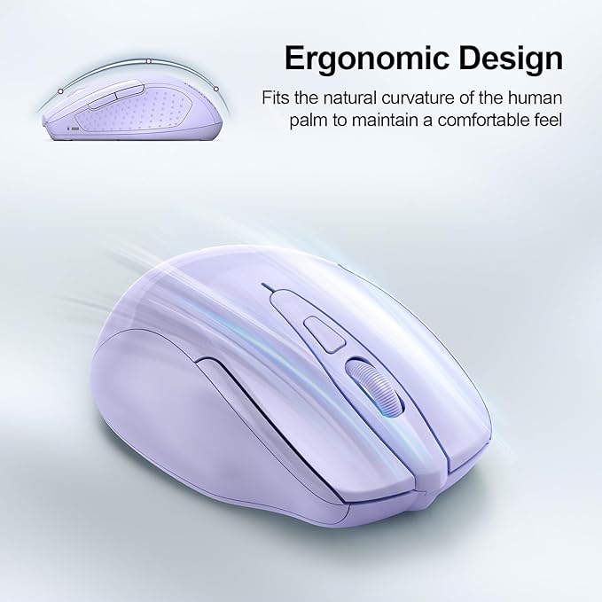 TECKNET Wireless Mouse Silent 4800 DPI Computer USB A & Bluetooth Mouse 6