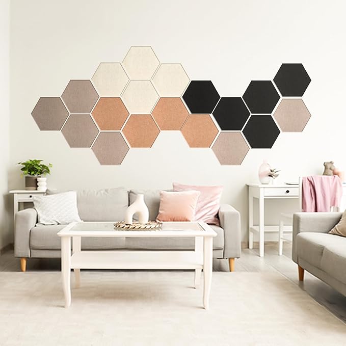 Mollywell Hexagon Acoustic Panels, High Density, Soundproofing, Decorative