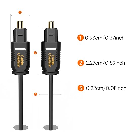 CableCreation Optical Digital Audio Cable 6FT, Slim Fiber Optic Toslink Gold