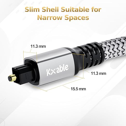 Optical Audio Cable 3 FT, Digital Audio Cable, Toslink Fiber Optic Cord