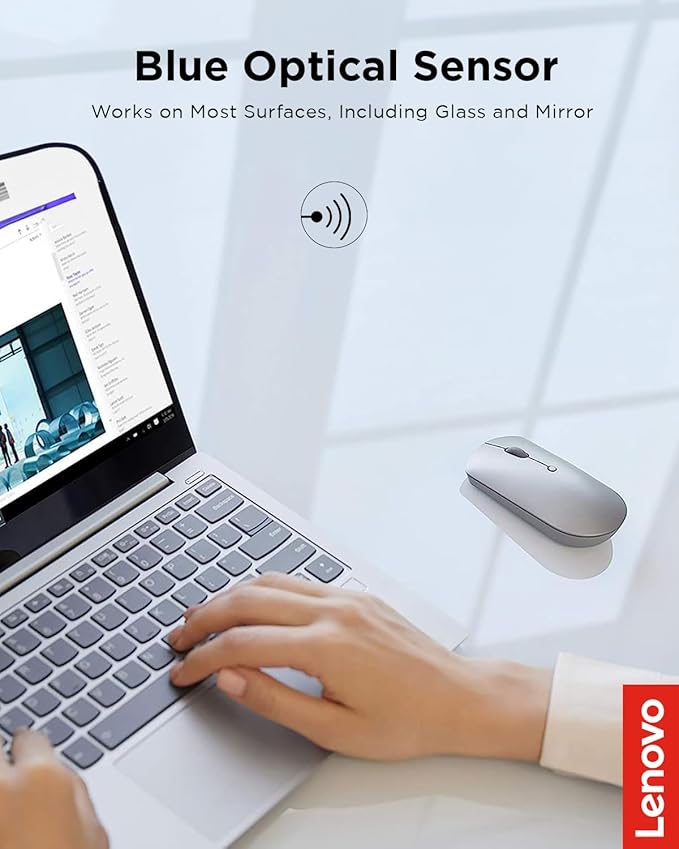 Lenovo 600 Bluetooth Silent Mouse, Adjustable DPI, 4 Button, Microsoft Swift