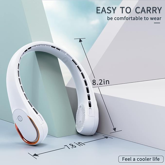 Portable Neck Fan, Bladeless Neck Fan, USB Rechargeable Personal Fan, 4000 mAh