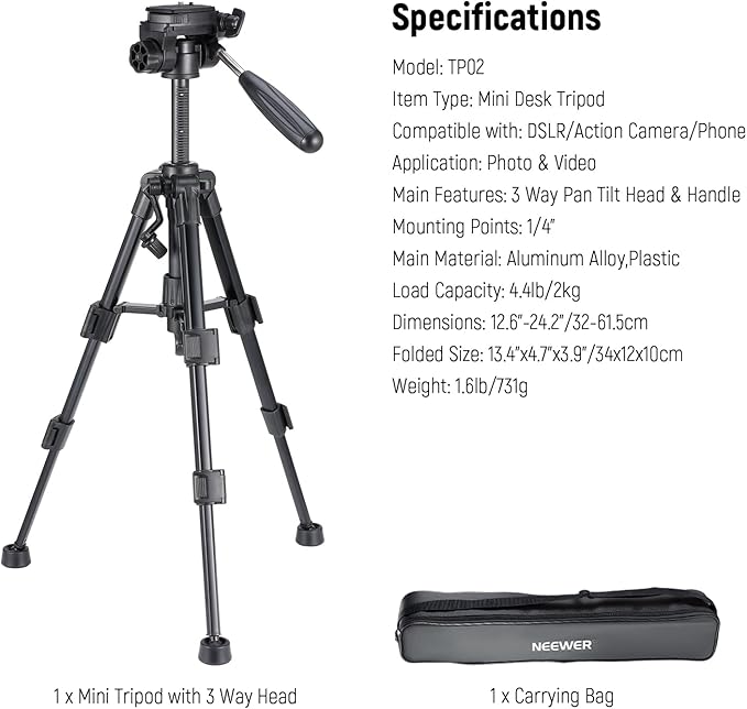 NEEWER Basic Mini Desk Tripod for Camera