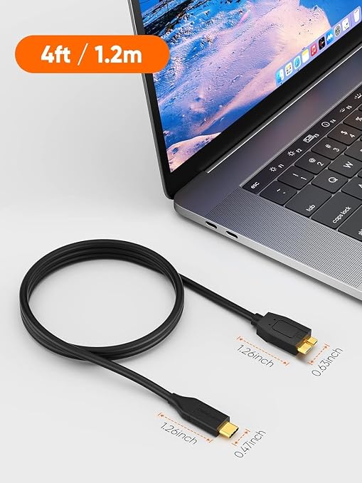 CableCreation 4FT*2 USB C to Micro B Cable, 10Gbps Speed External Hard Drive