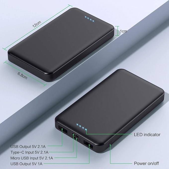 Portable Charger Power Bank 10000mAh, Ultra Slim Portable Phone Charger