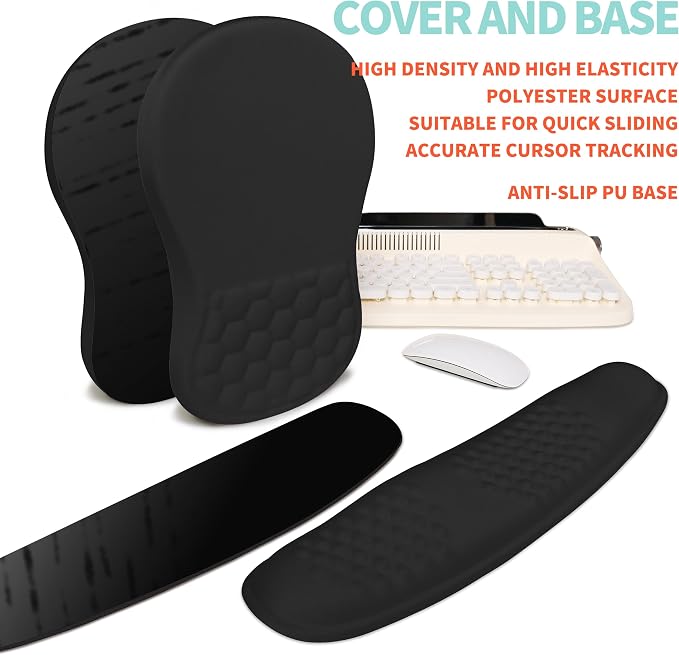 2-in-1 Ergonomic Set, Wave Rise Keyboard Wrist Rest and Massage Bulge Slope