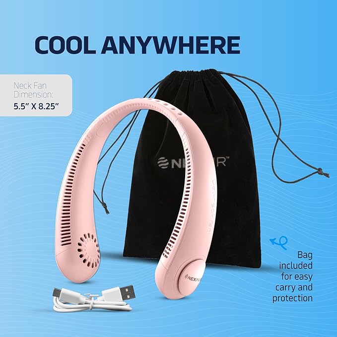 Portable Neck Fan -3 Speed Rechargeable Bladeless Neck Cooler, Personal Neck Fan