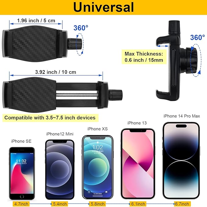 Gooseneck Phone Holder for Mic Stand/Music Stand/Stroller/Treadmill/Spin