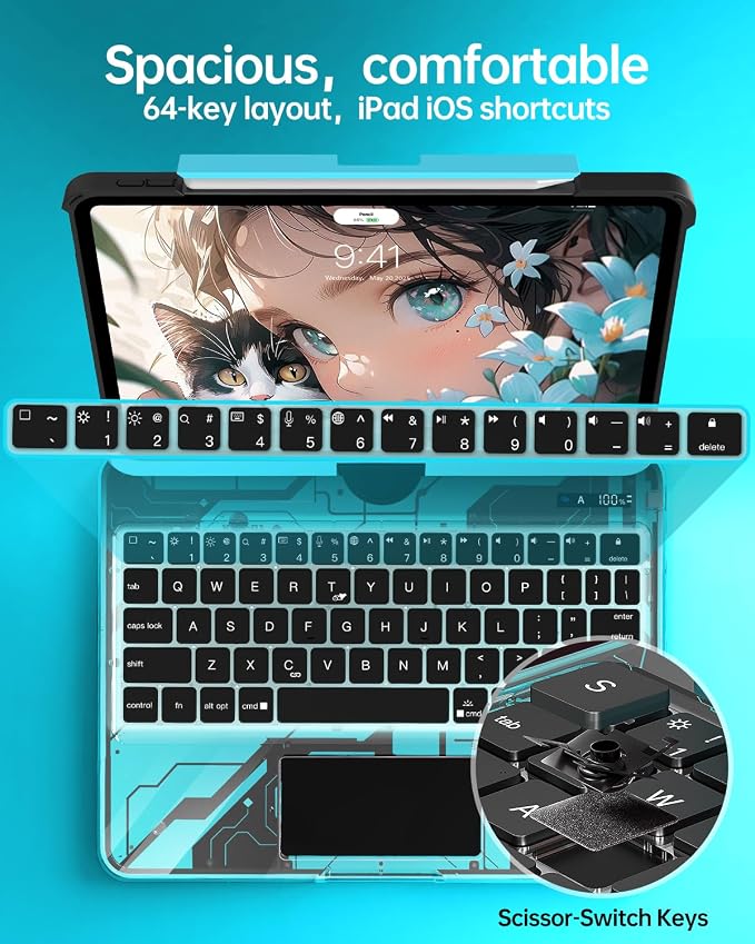 Intermerge Clear Keyboard Case for iPad Air 11", Air 5th/4th, Pro 11" 2022-2018