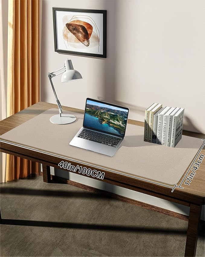 Leather Desk Pad Protector, Large Desk Mat, Mouse Pad, Non-Slip PU Leather Desk
