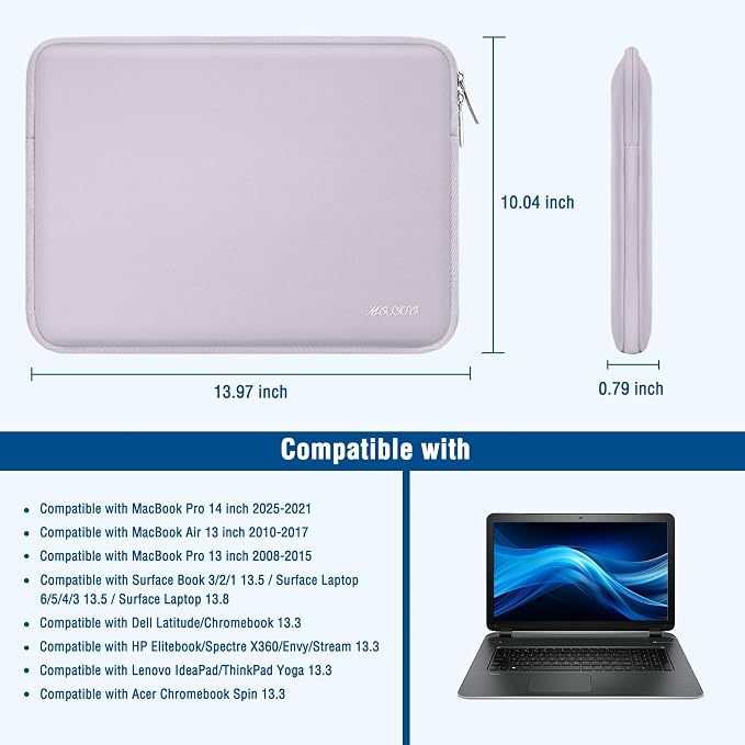 MOSISO Laptop Case 13.3 inch, 13-13.3 inch Laptop Sleeve Bag Compatible