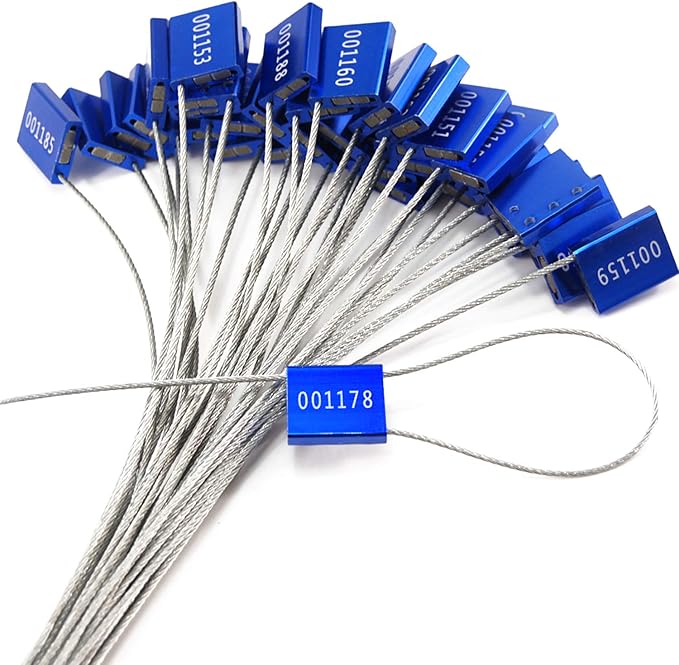 Leadseals 500 Blue Steel Cable Seals Metal Security Tag Numbered Truck Trailer