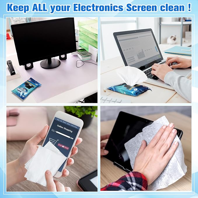 240 Count Electronic Cleaning Wipes 12 Pack Pre Moistened Screen Wipes
