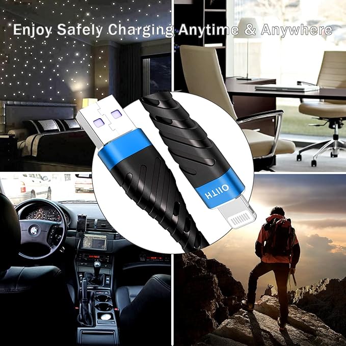 OIITH MFi Certified for iPhone Charger Cable 3 Pack 6 Ft, Long for Lightning