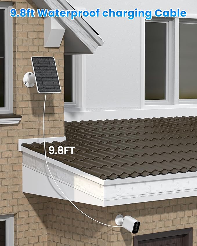 5W Solar Panel for Ring Camera, Solar Panel Charger Compatible