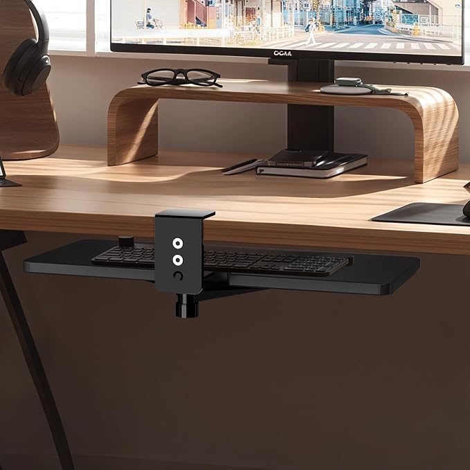 Large Under Desk Rotatable Computer Keyboard and Mouse Tray, Extra Sturdy Desk