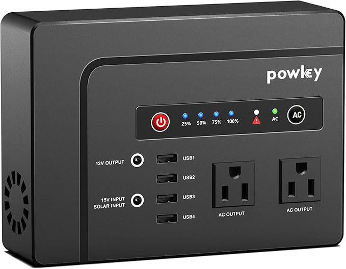 Powkey Portable Power Station 200W, 146Wh Portable Solar Generator Battery Pack