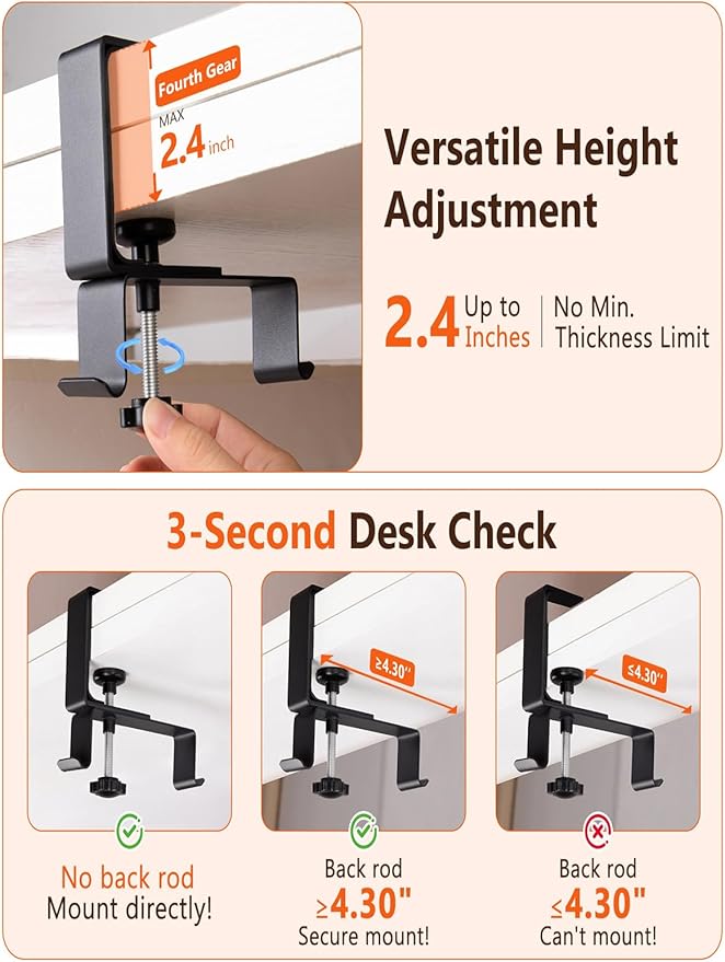 No Drill Under Desk Cable Management Tray