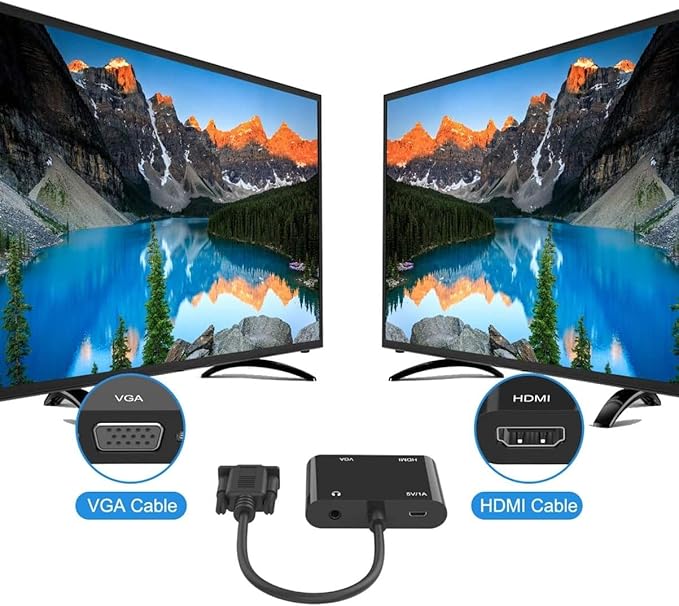 VGA to HDMI VGA Audio Video Cable Adapter Converter Splitter