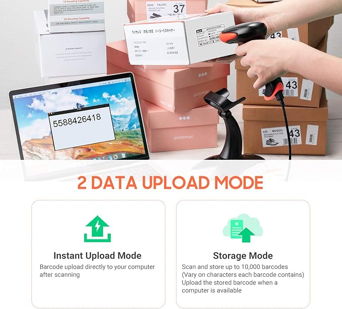 Tera Wireless 2D QR Barcode Scanner