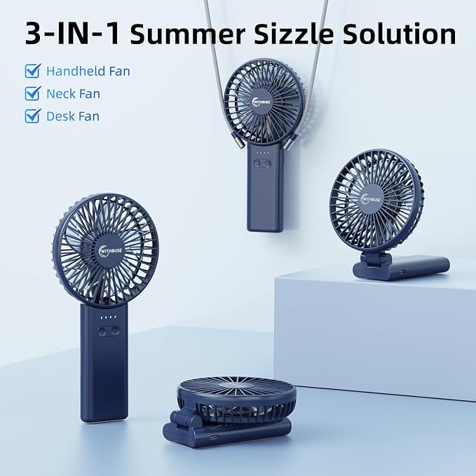 【SUPER THIN】 Portable Handheld Fan, 2025 Upgraded Strong Airflow, 20Hrs Runtime