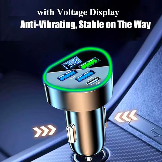 Multi Port USB C Car Phone Charger Adapter 4 in 1
