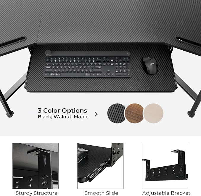 EUREKA ERGONOMIC Adjustable Keyboard Tray Under Desk, 28x11 Inch Large Slide