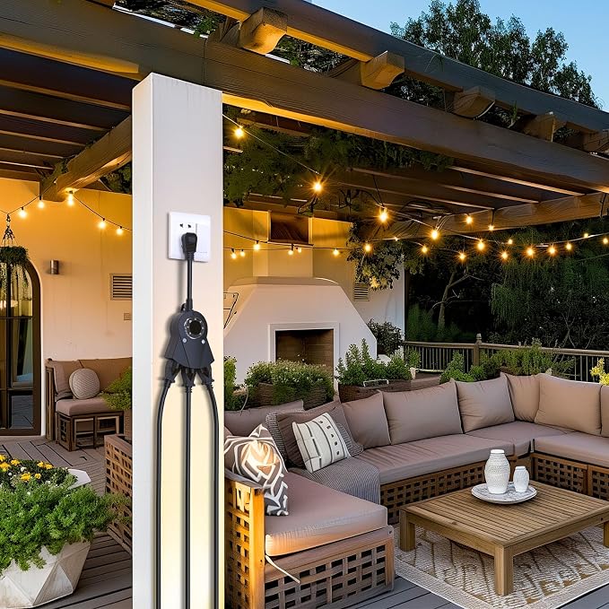 Outdoor Light Timer Waterproof, 24 Hours Plug in Timer