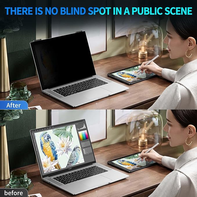 Laptop Privacy Screen 13.3 inch, 9H Hanging Privacy Screen