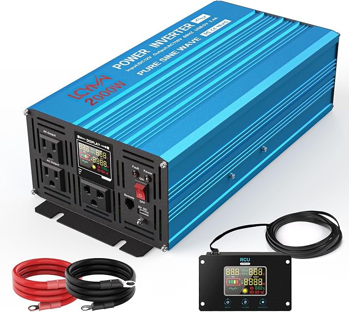 2000 Watt Inverter Pure Sine Wave DC 12V to 110V AC Power Inverters