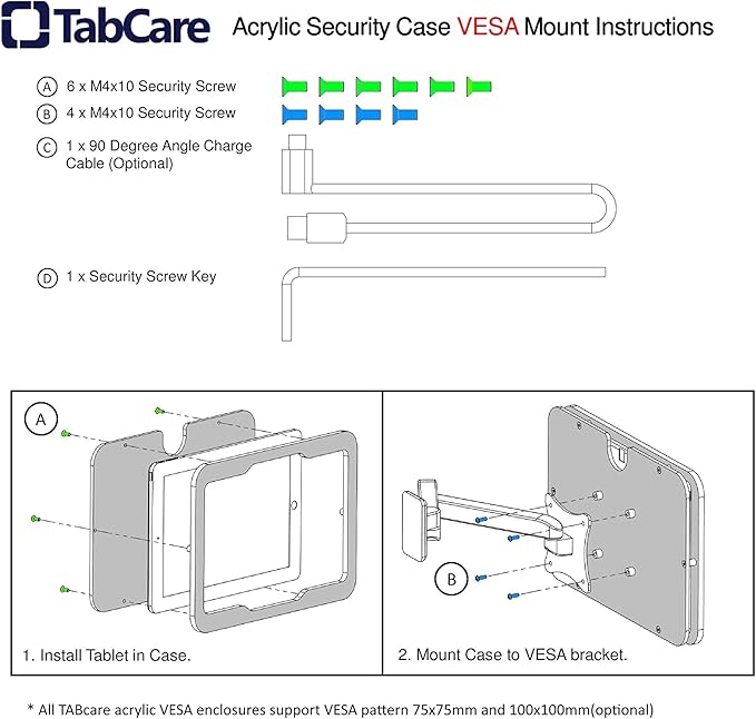TABcare Anti-Theft Acrylic VESA Enclosure