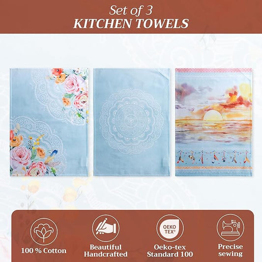 Maison d' Hermine Kitchen Towels Set of 3 100% Cotton 27.50" x 20" Reusable