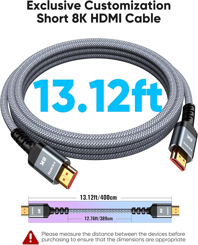 Highwings 8K@60 Long HDMI Cable 13.12FT/400cm, 48Gbps 2.1 High Speed Gaming