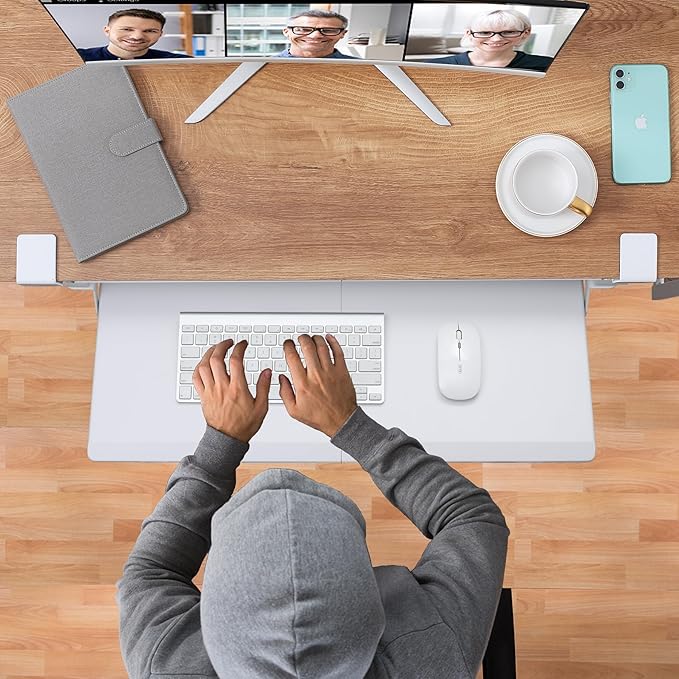 ETHU Keyboard Tray Under Desk, Pull Out Keyboard & Mouse Tray