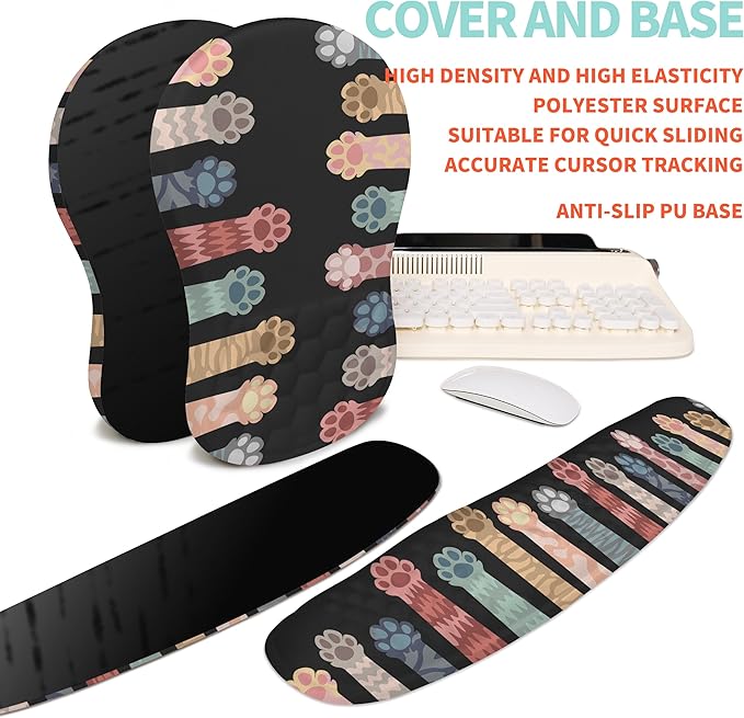 2-in-1 Ergonomic Set, Wave Rise Keyboard Wrist Rest and Massage Bulge Slope
