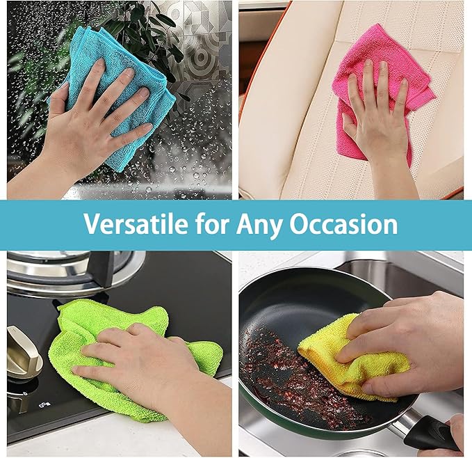 HOMEXCEL Microfiber Cleaning Cloth, 8 Pack Cleaning Rags, Cleaning Towels