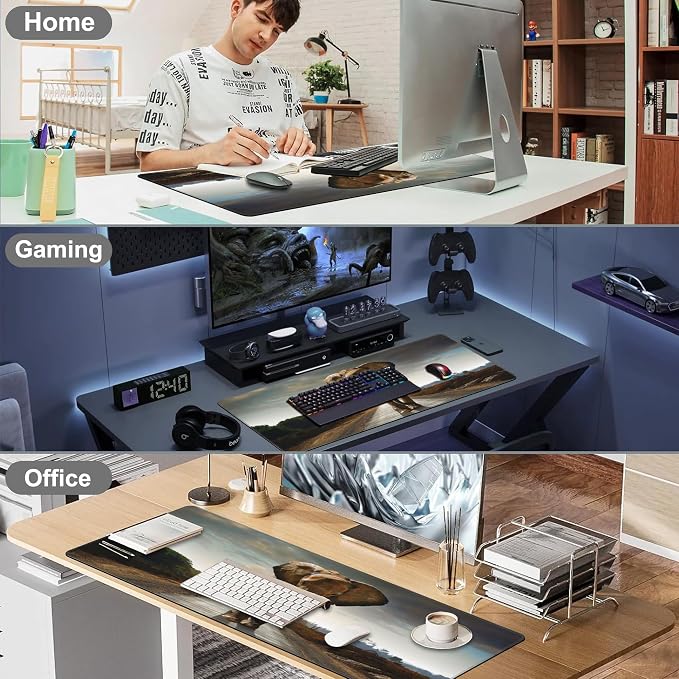 Mouse Pad, Large Walking Elephant Desk Mat, Extended Non-Slip Gaming Keyboard