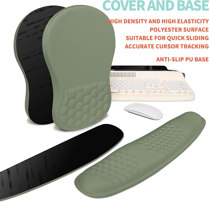 2-in-1 Ergonomic Set, Wave Rise Keyboard Wrist Rest and Massage Bulge Slope
