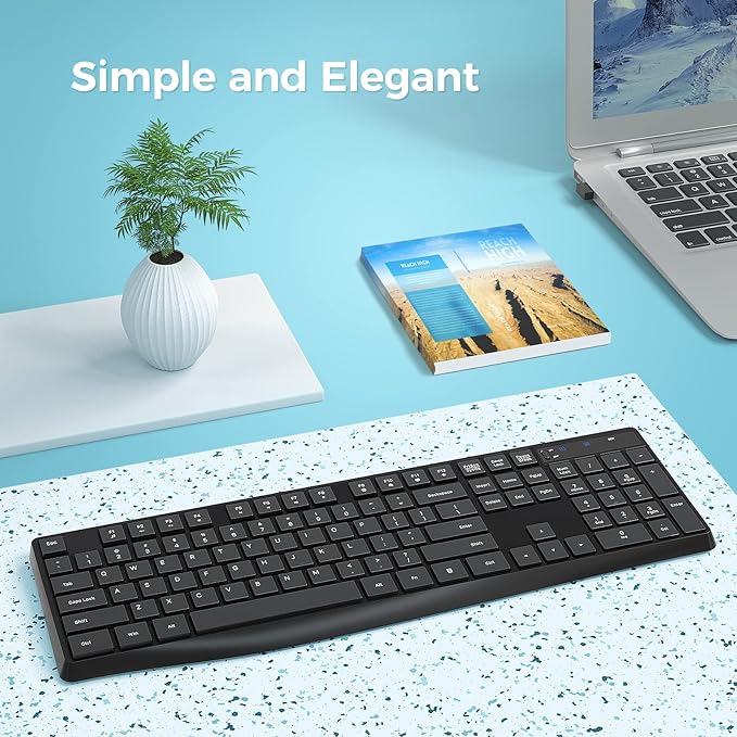 Lovaky MK98 Wireless Keyboard, 2.4G Ergonomic, Computer Keyboard, Enlarged