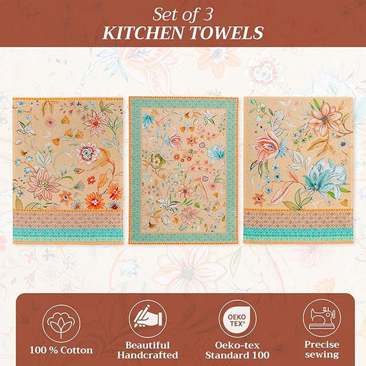 Maison d' Hermine Kitchen Towels Set of 3 100% Cotton 27.50" x 20" Reusable