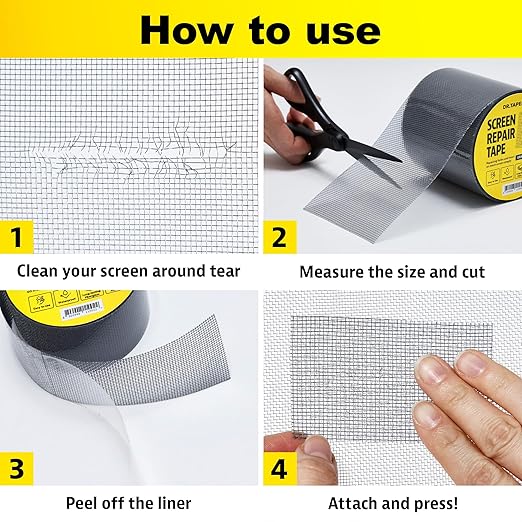 Grey Window Screen Repair Tape, 2 in X 15 FT, Screen Repair Kit